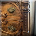 F47. Walnut carved Art Nouveau / Victorian chest of drawers. 